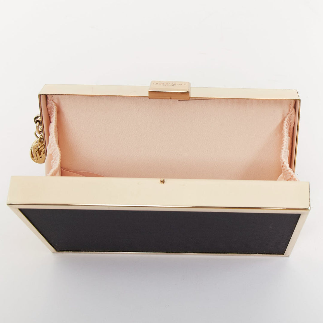 GIORGIO ARMANI 2020 Parfums black canvas gold frame minaudiere box clutch