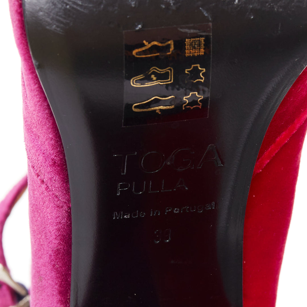 TOGA ARCHIVES Pulla tricolor velvet square toe ankle booties EU39
