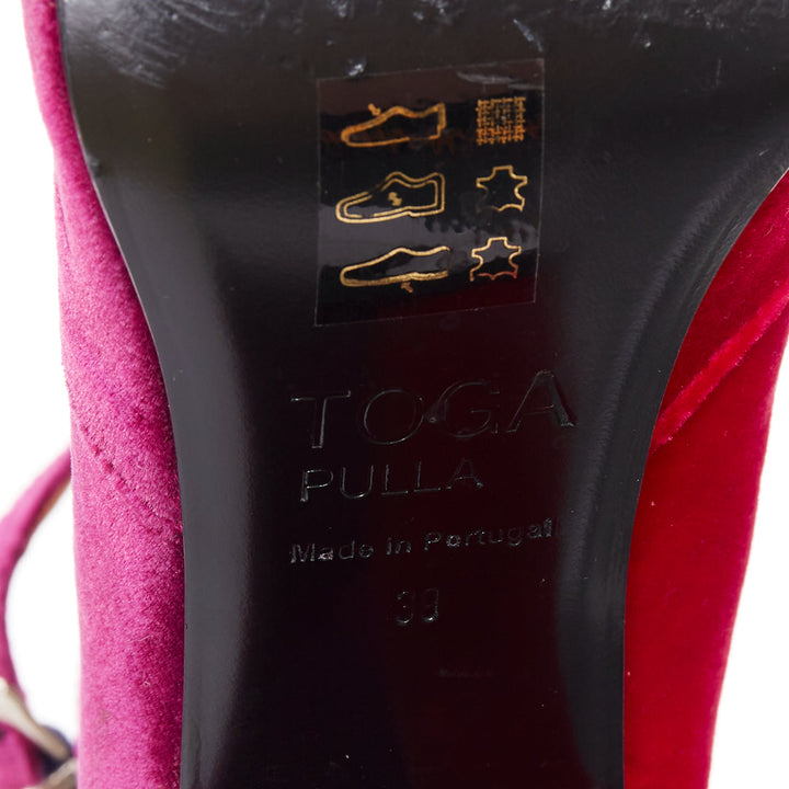 TOGA ARCHIVES Pulla tricolor velvet square toe ankle booties EU39
