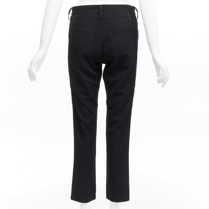Y'S YOHJI YAMAMOTO wool black insert panels white topstitch tapered pants JP2 M