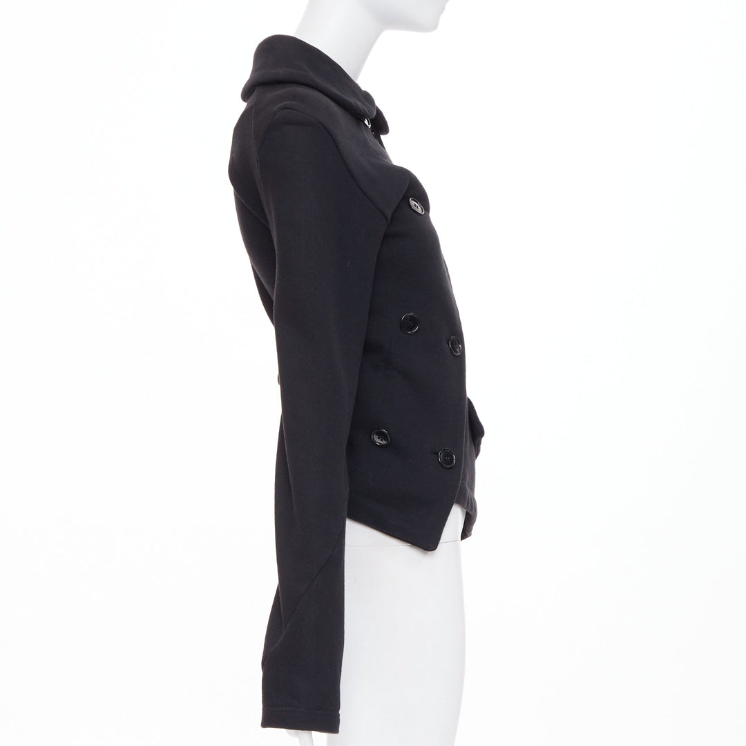 COMME DES GARCONS CDG black wool asymmetric twisted button jacket