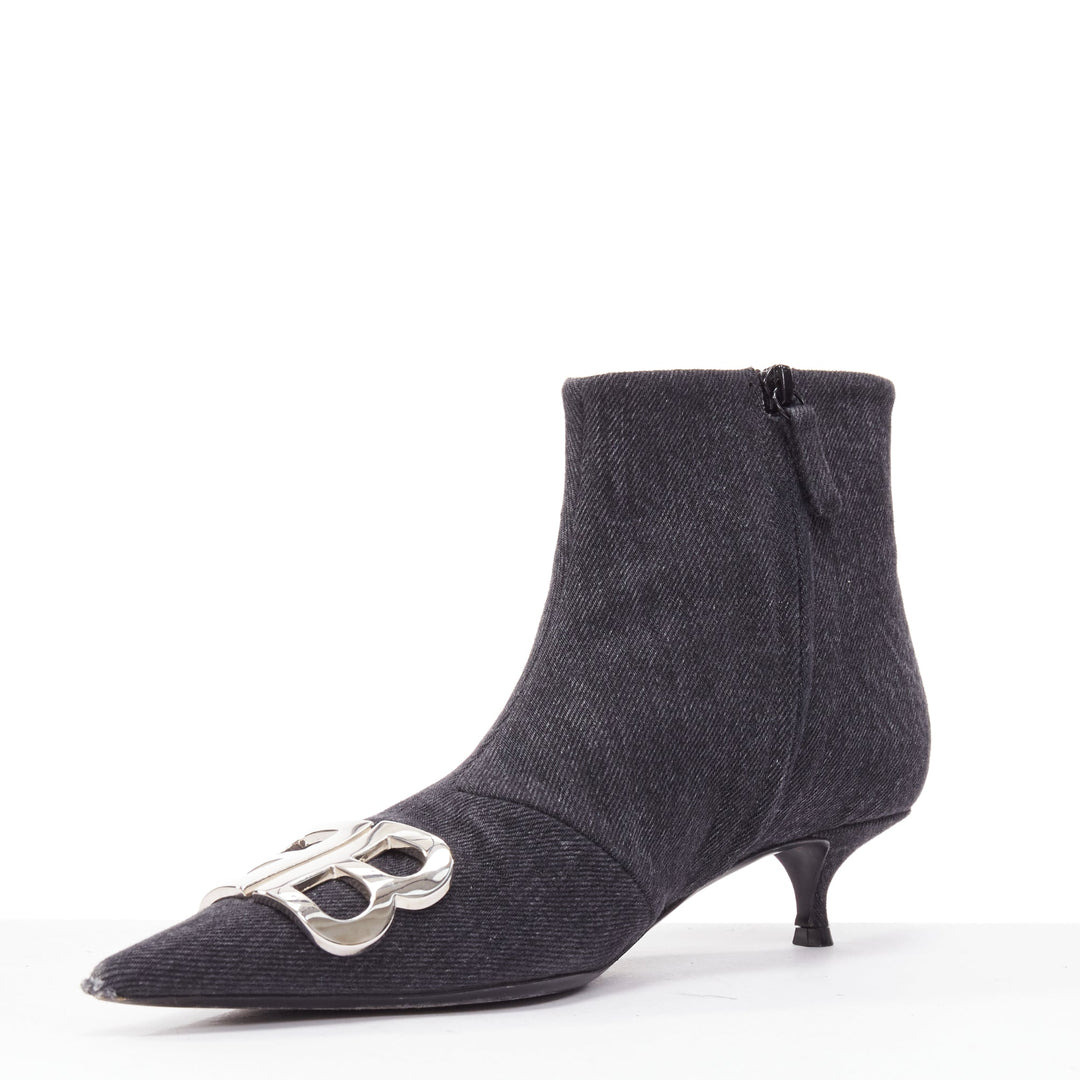 BALENCIAGA Demna BB Knife grey denim booties EU38.5