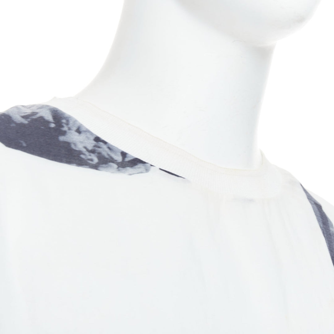 BLESS BERLIN  N31 white grey abstract portrait print boxy top S