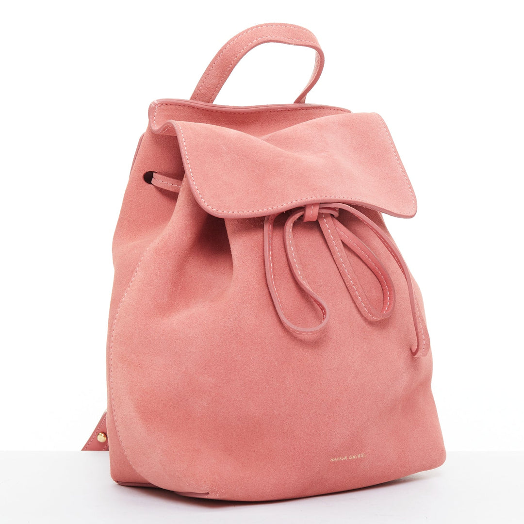 MANSUR GAVRIEL Suede Mini Backpack pink leather gold logo tie bag