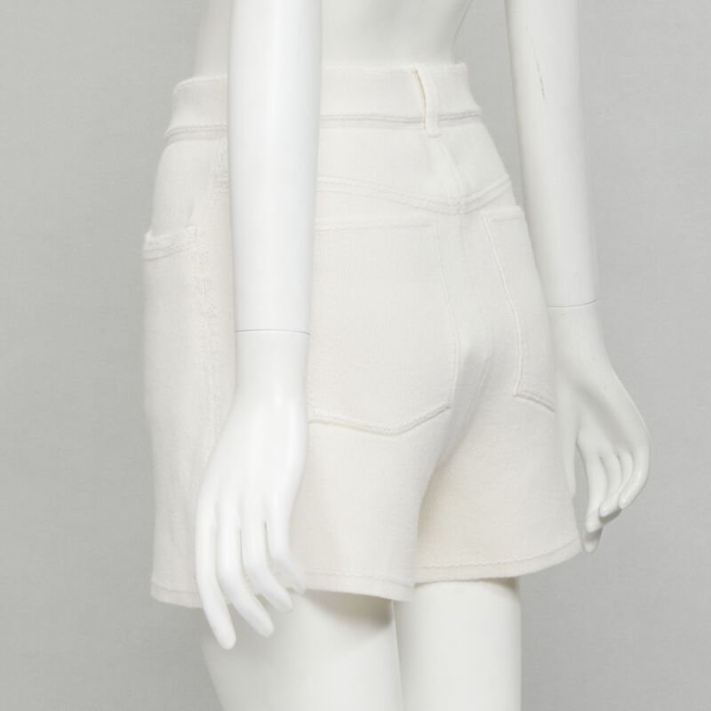 BARRIE Denim Suit cashmere cotton knit ivory shorts M