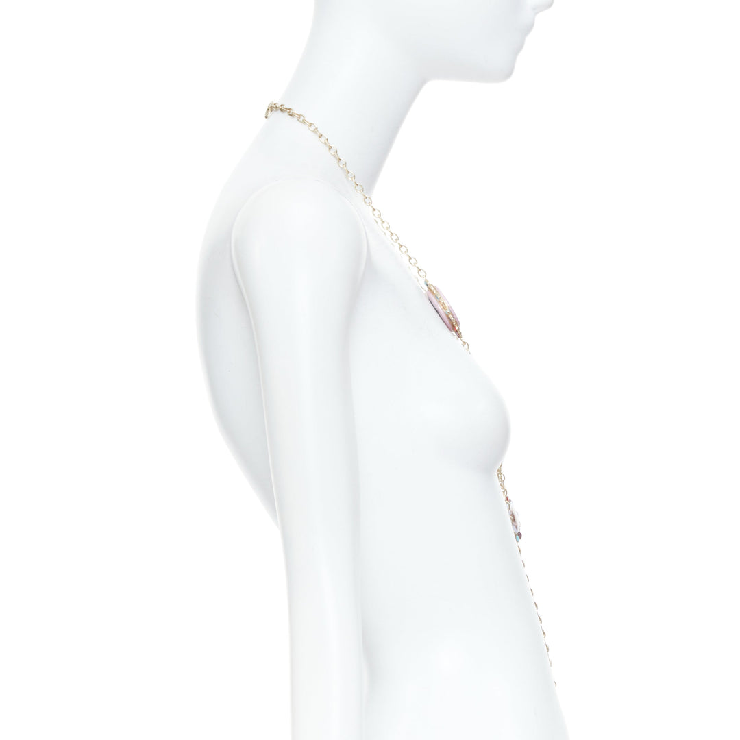 CHANEL 2008 08P Rue Cambon charm crystal rhinestone Gripoix sautoir necklace