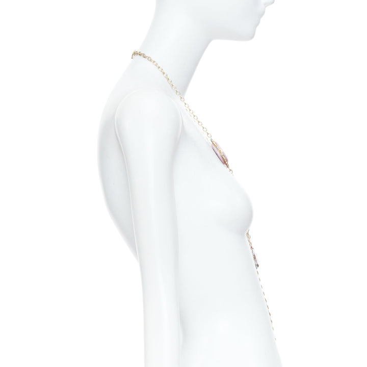 CHANEL 2008 08P Rue Cambon charm crystal rhinestone Gripoix sautoir necklace