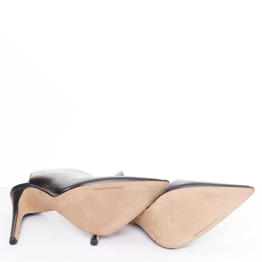 ALEXANDER WANG Edie black smooth leather half dorsay slingback booties EU38.5