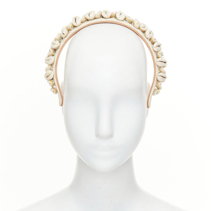 LOEWE Paula's Ibiza cowry shell straw neutral beach resort headband accessory