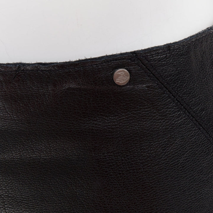 VERSACE SPORT Vintage black leather medusa print pencil skirt IT40 S
