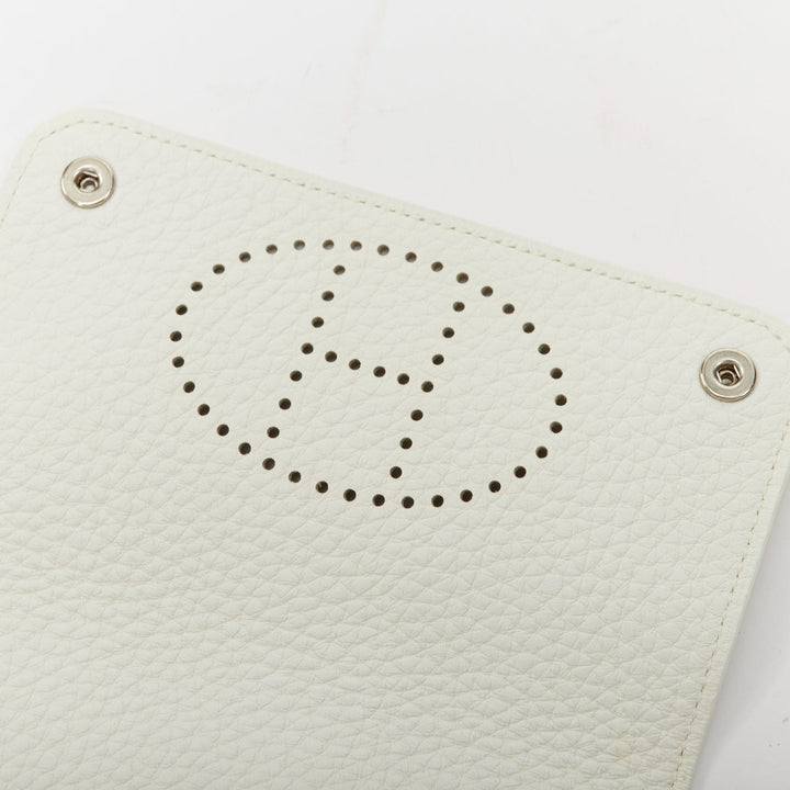 HERMES Mises et Relances white Clemence leather perforated H playing card holder