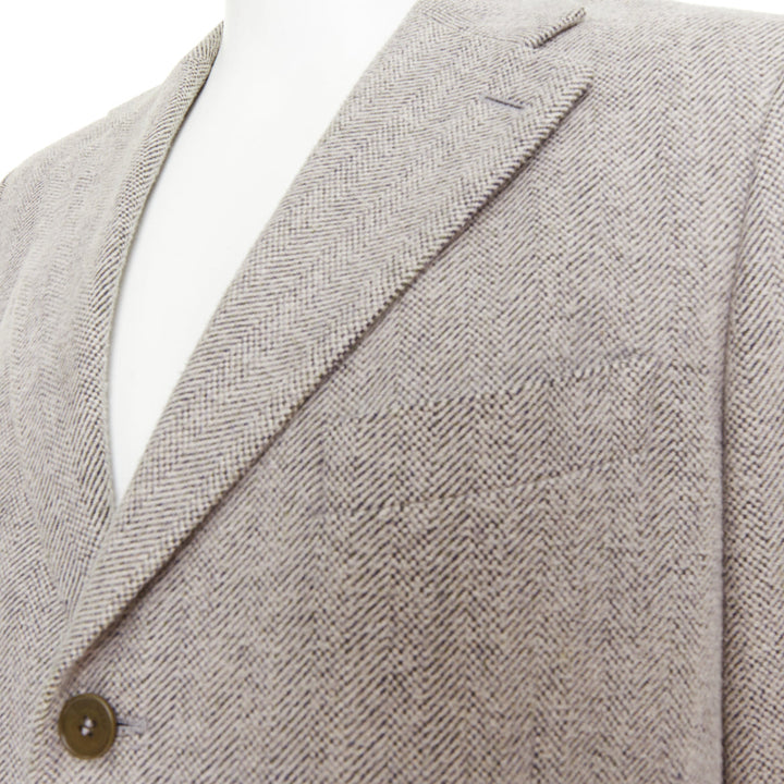 LORO PIANA grey cotton patch pocket 3-button single breasted blazer EU50 L