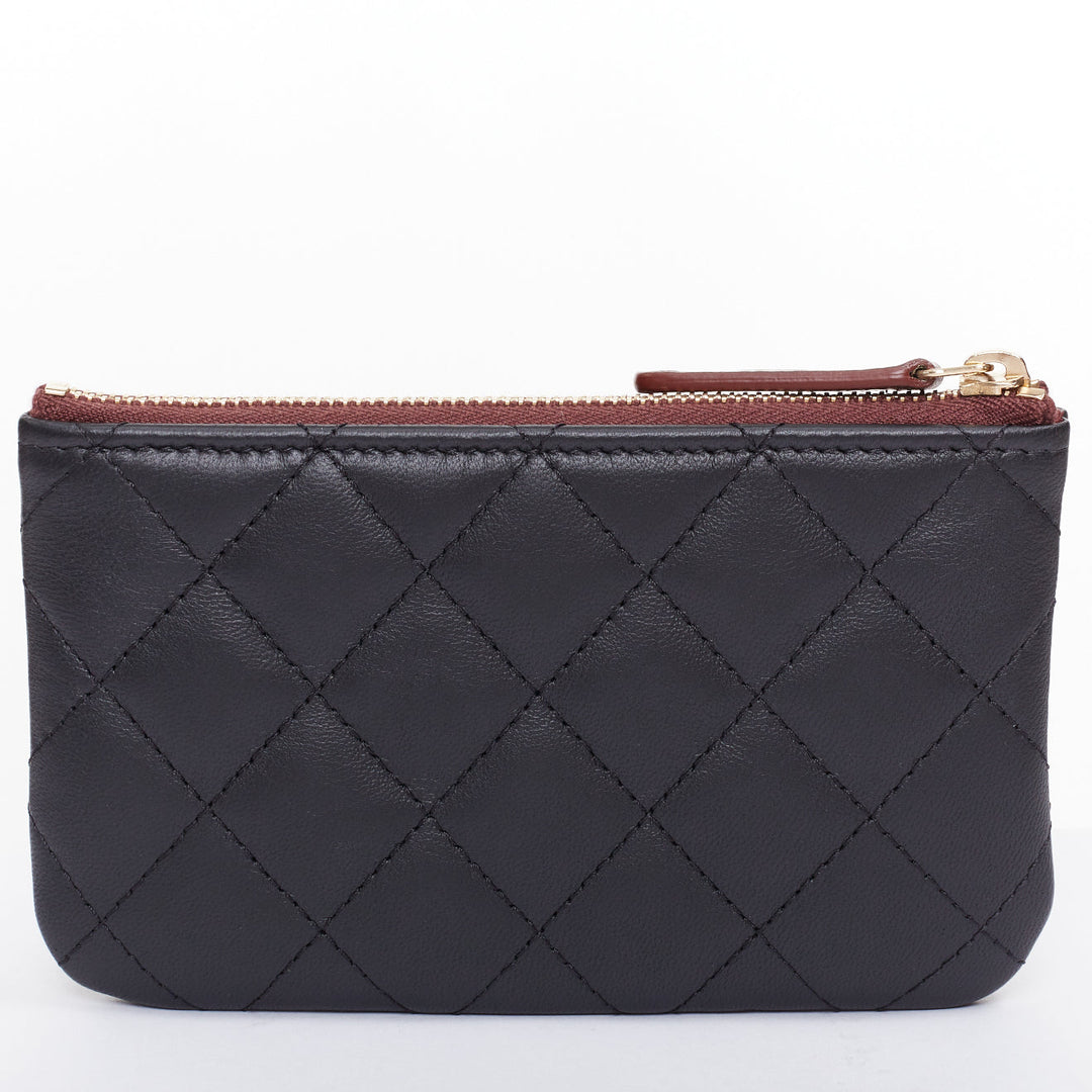 CHANEL Classic Small Zipped Pouch smooth lambskin  gold tone metal pouch