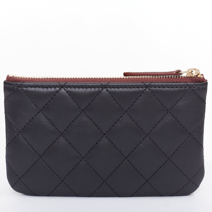 CHANEL Classic Small Zipped Pouch smooth lambskin  gold tone metal pouch