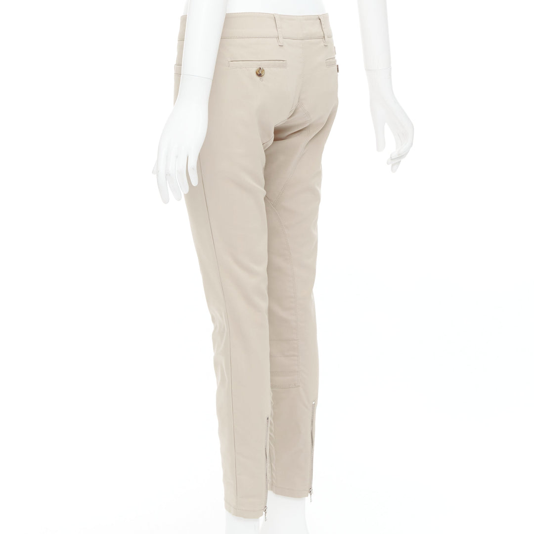 PRADA 2010 beige cotton blend low waist tapered pants IT40 S