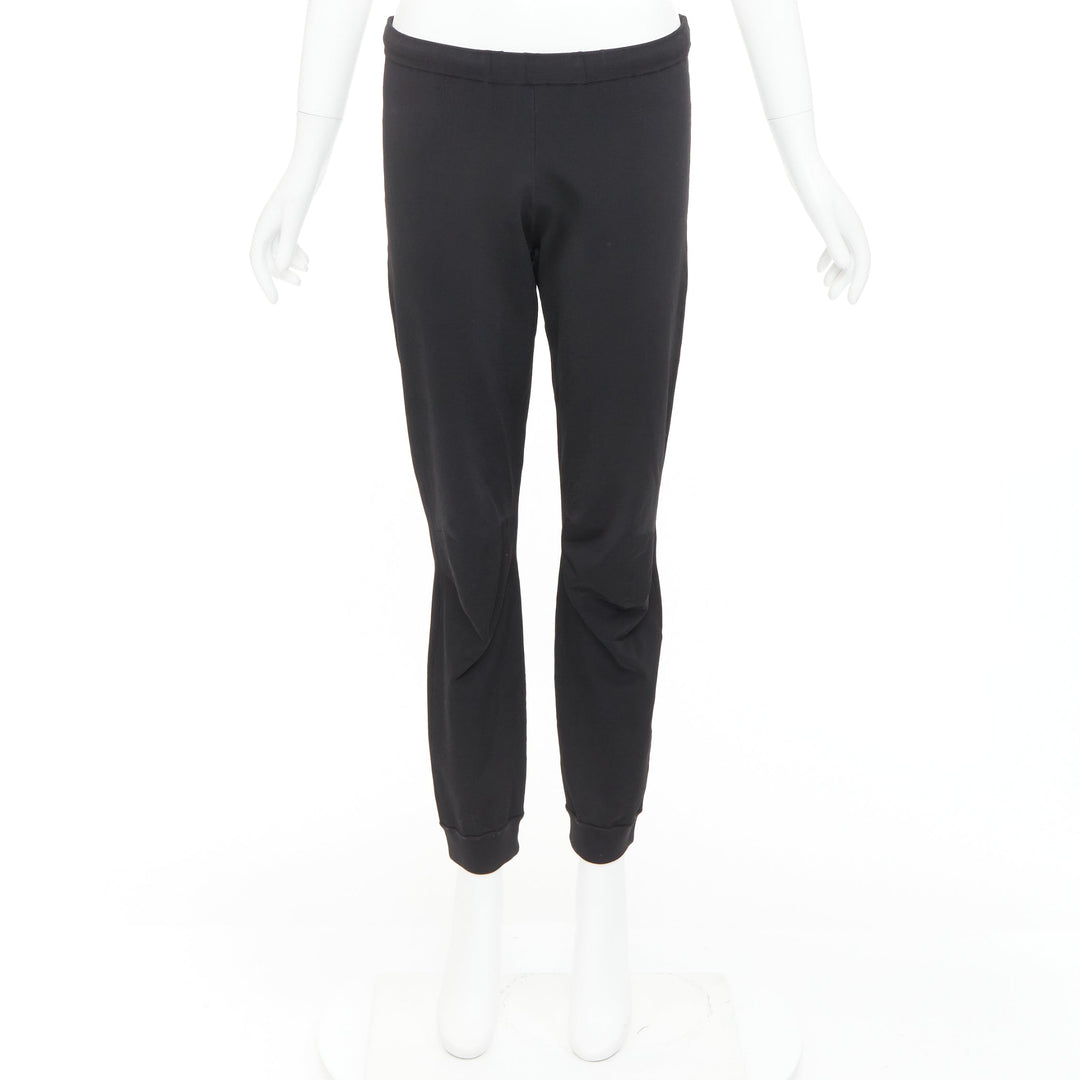 BALENCIAGA black hidden drawstring knee darts cropped jogger pants