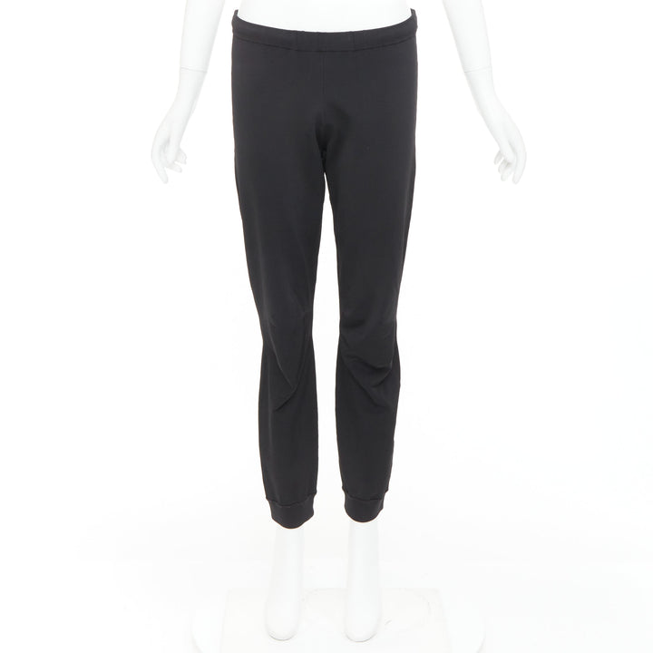 BALENCIAGA black hidden drawstring knee darts cropped jogger pants