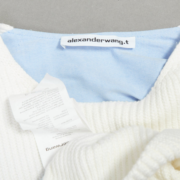 T ALEXANDER WANG cream blue cotton blend hybrid sweater shirt XS