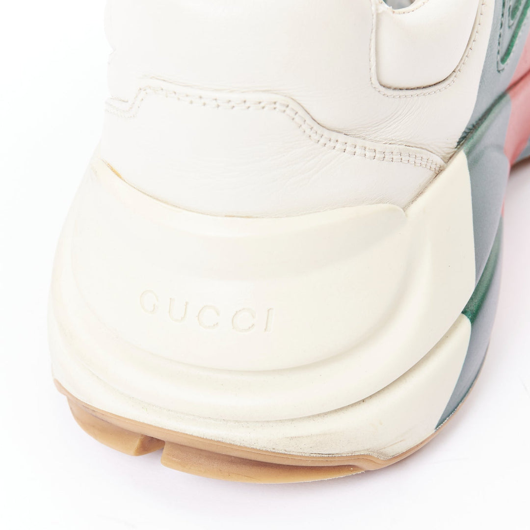 GUCCI Rhyton off white green red web print chunky sneakers UK8.5 EU42.5