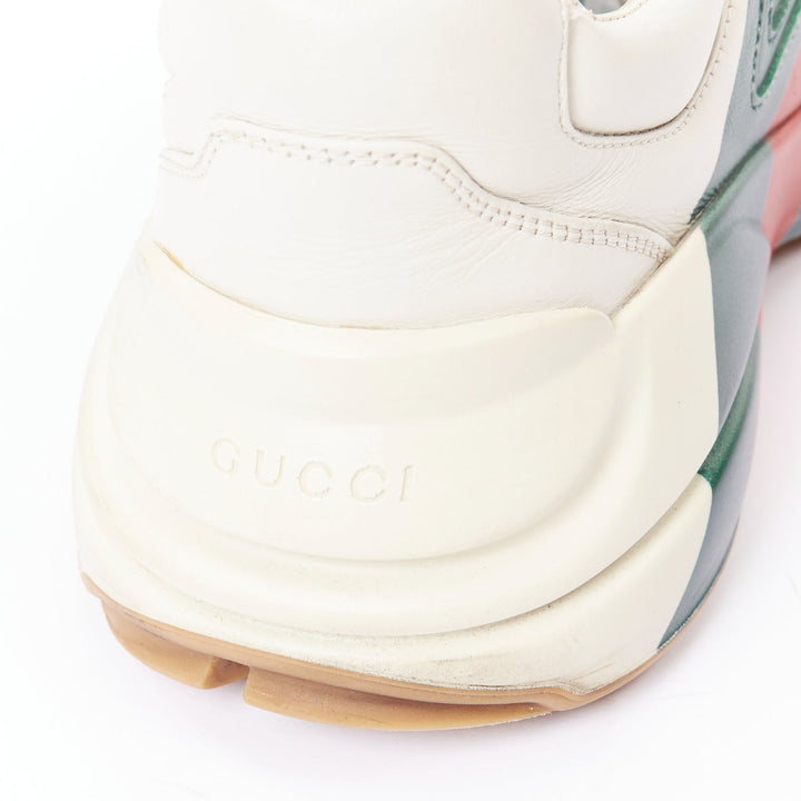 GUCCI Rhyton off white green red web print chunky sneakers UK8.5 EU42.5