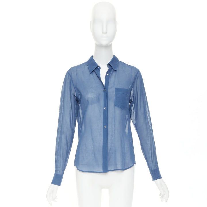 JIL SANDER 2011 Raf Simons blue cotton sheer patch pocket shirt FR36 S