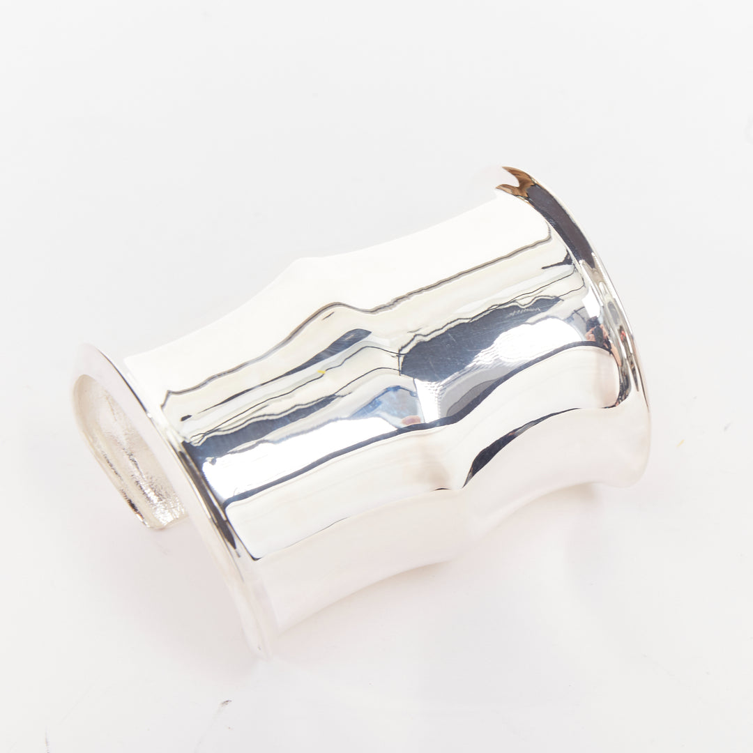 SAINT LAURENT Wavy silver tone brass mirrored shine architectural cuff bangle