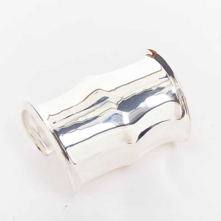 SAINT LAURENT Wavy silver tone brass mirrored shine architectural cuff bangle