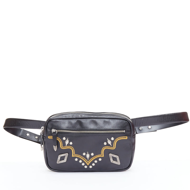 TOGA ARCHIVES Pulla black western embroidered hardware belt bag