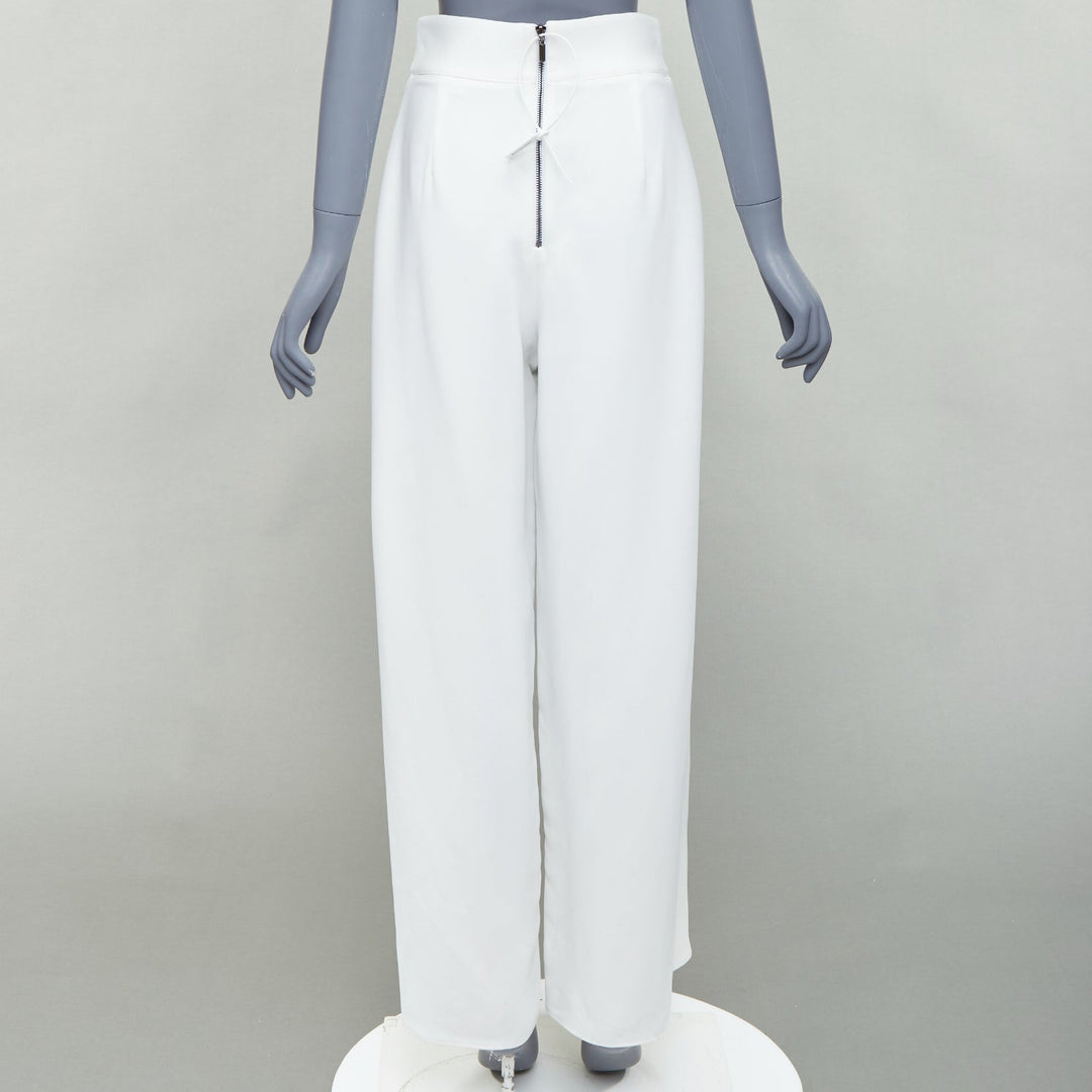 MATICEVSKI 2022 Duplicate white slit pleat front cropped pants AUS10 L