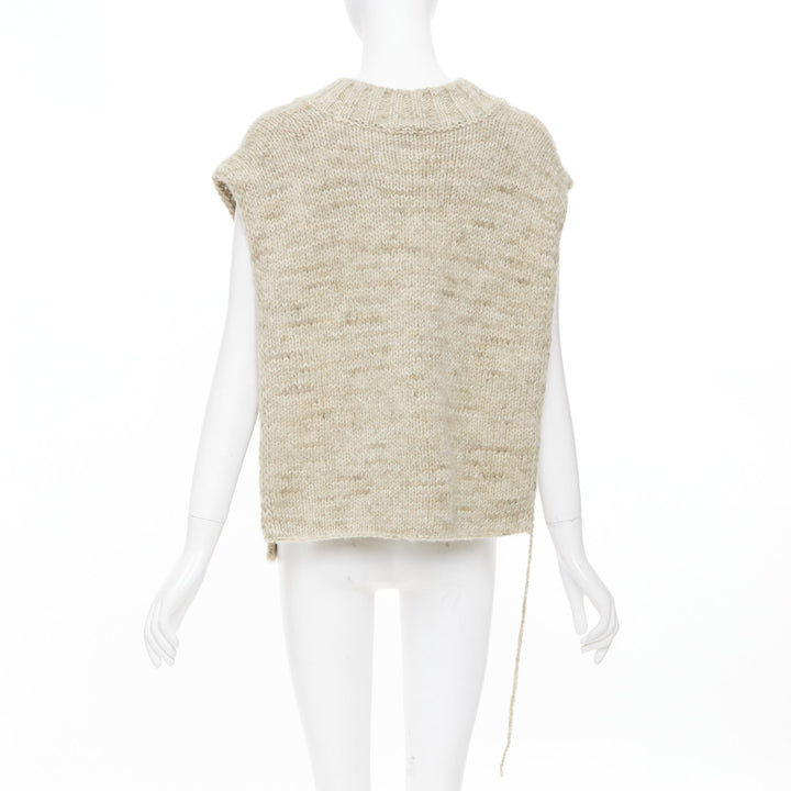 MAISON MARGIELA Corteccia melange alpaca wool blend deconstructed sweater vest S