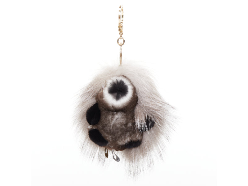 LORO PIANA 100% mink fur My Istrice brown cream Porcupine bag charm keyring