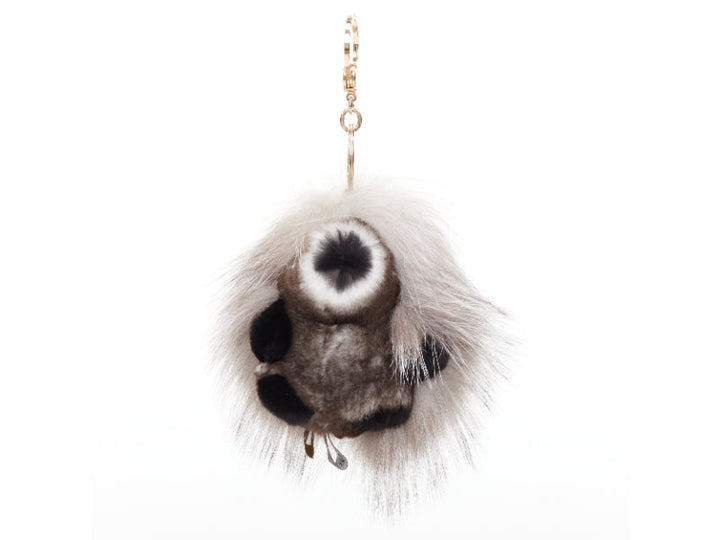 LORO PIANA 100% mink fur My Istrice brown cream Porcupine bag charm keyring