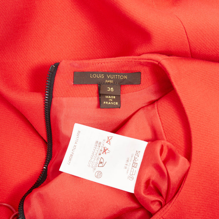LOUIS VUITTON red ruffle sleeveless viscose blend cocktail dress FR36 S