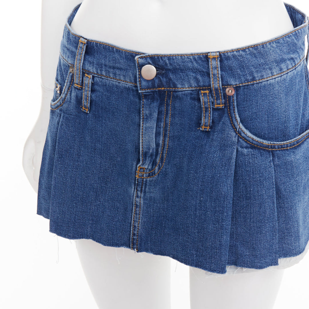 DODO BAR OR Lennon Mini Skirt blue pleated front brown tag short skirt IT34 S
