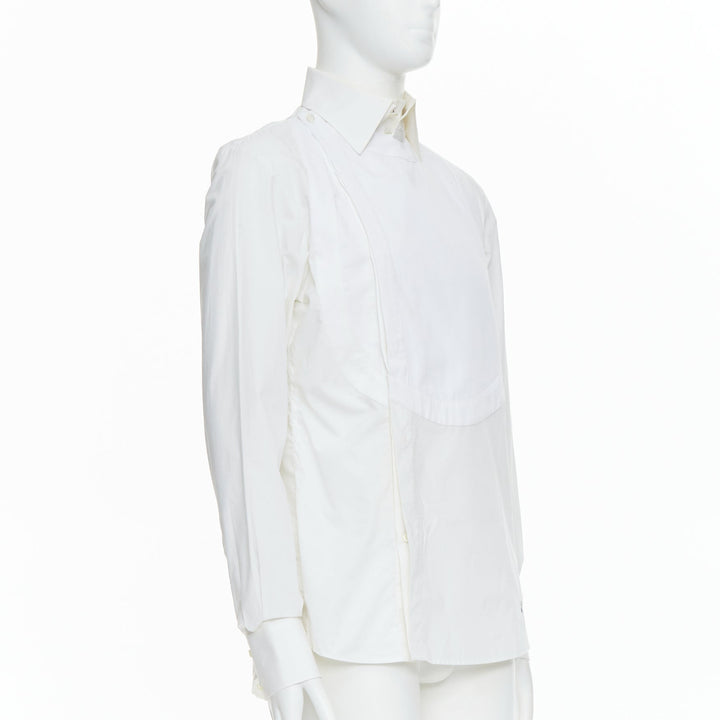 VIVIENNE WESTWOOD MEN white cotton orb logo embroidered bib shirt Sz3