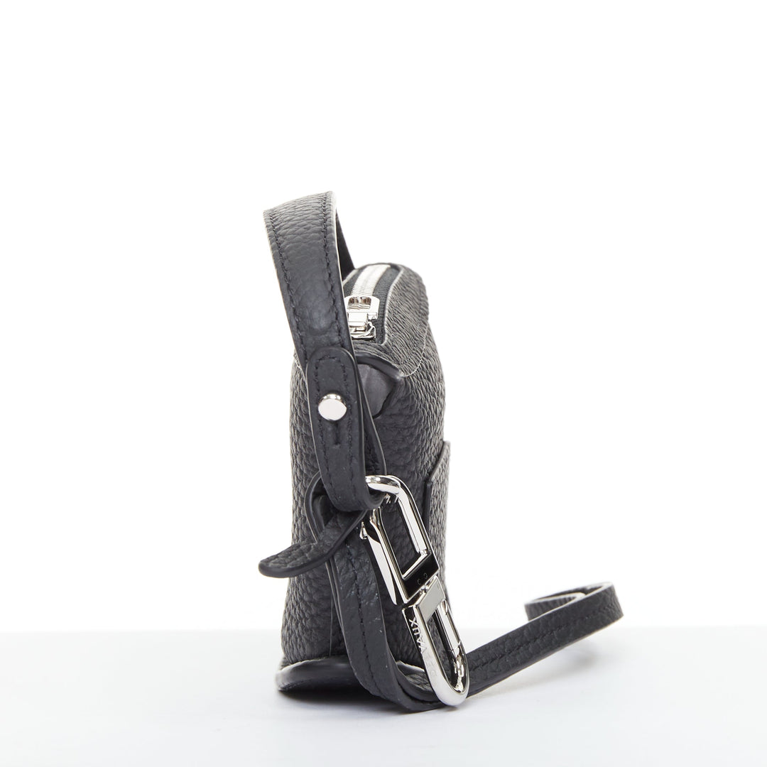 DELVAUX Pin Mini Bucket black taurillon soft leather silver hardware bag charm