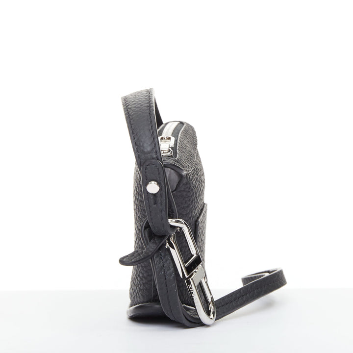 DELVAUX Pin Mini Bucket black taurillon soft leather silver hardware bag charm