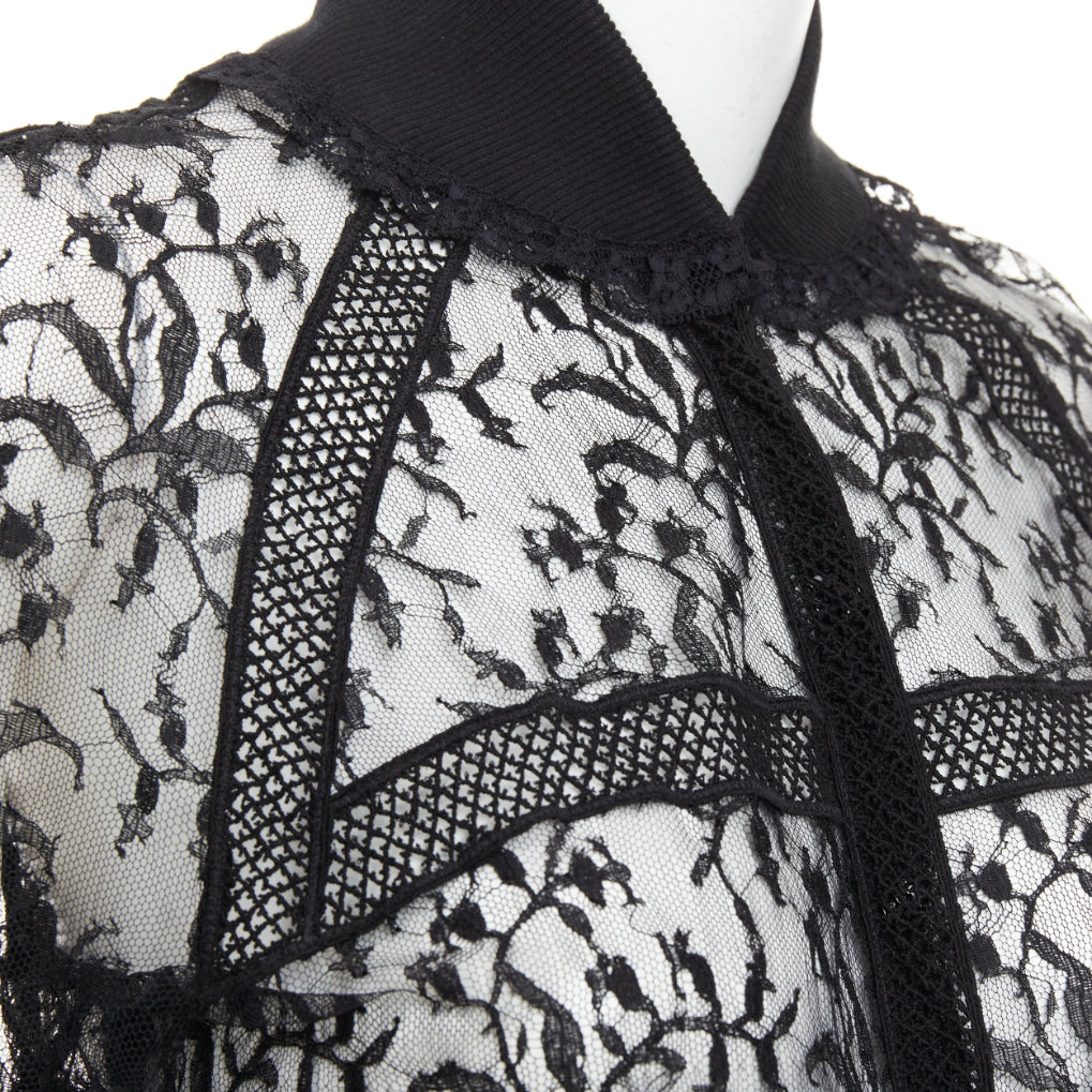 rare CHANEL 07C Vintage sheer floral lace cardigan button up blouse top FR34 XS