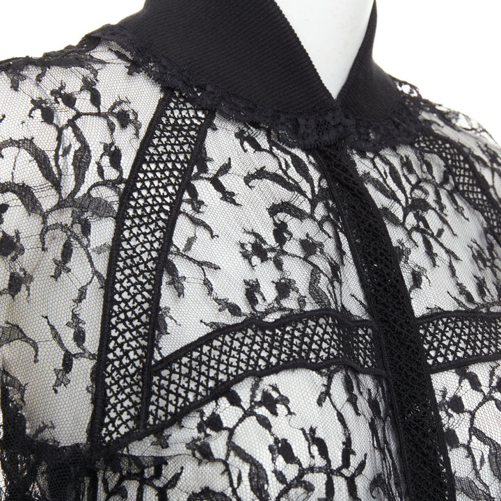 rare CHANEL 07C Vintage sheer floral lace cardigan button up blouse top FR34 XS
