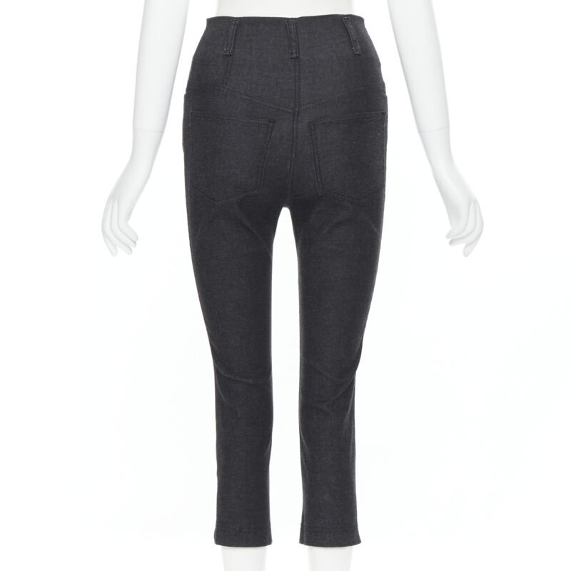 PRADA washed grey cotton high waisted cropped stretch jeans IT38