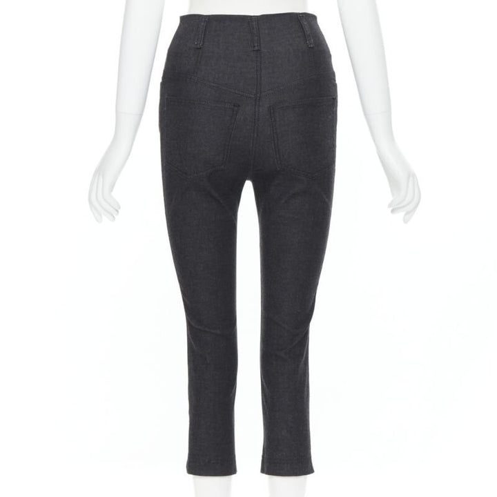 PRADA washed grey cotton high waisted cropped stretch jeans IT38