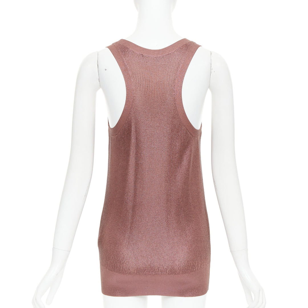 GUCCI metallic copper coated GG logo charm knit mini dress M
