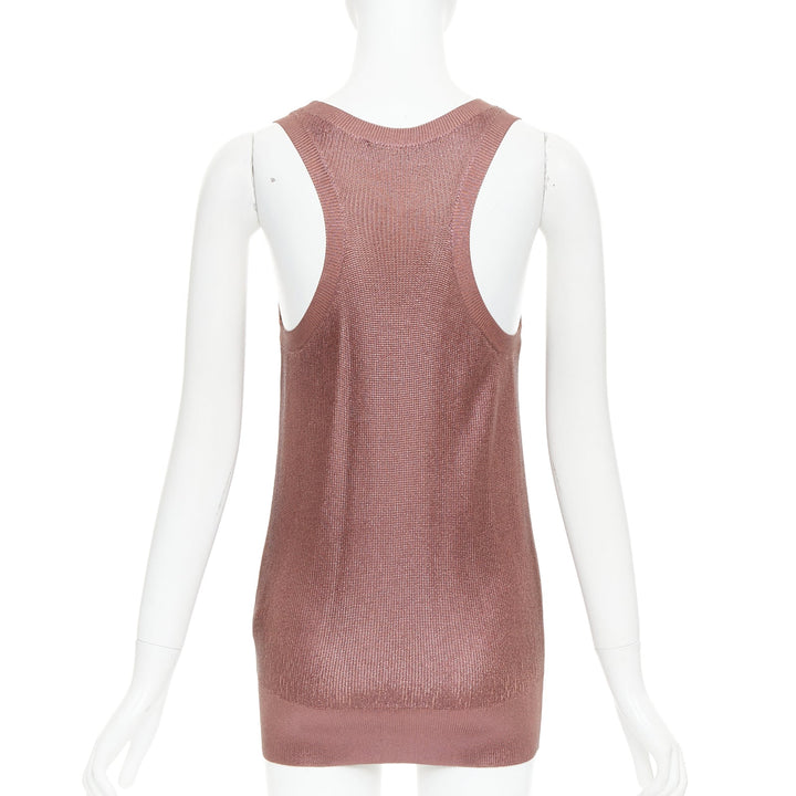 GUCCI metallic copper coated GG logo charm knit mini dress M