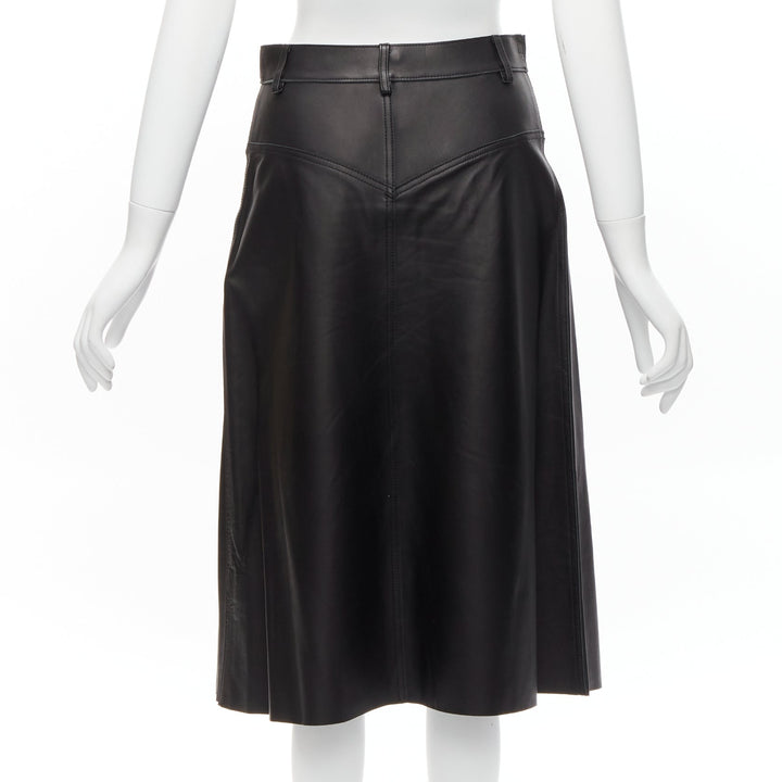 DION LEE black sheep leather back yoke front slit A-line skirt UK6 XS