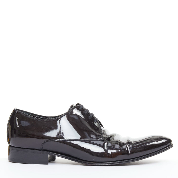 DIOR HOMME black patent leather lace up classic brogue dress shoes EU40.5