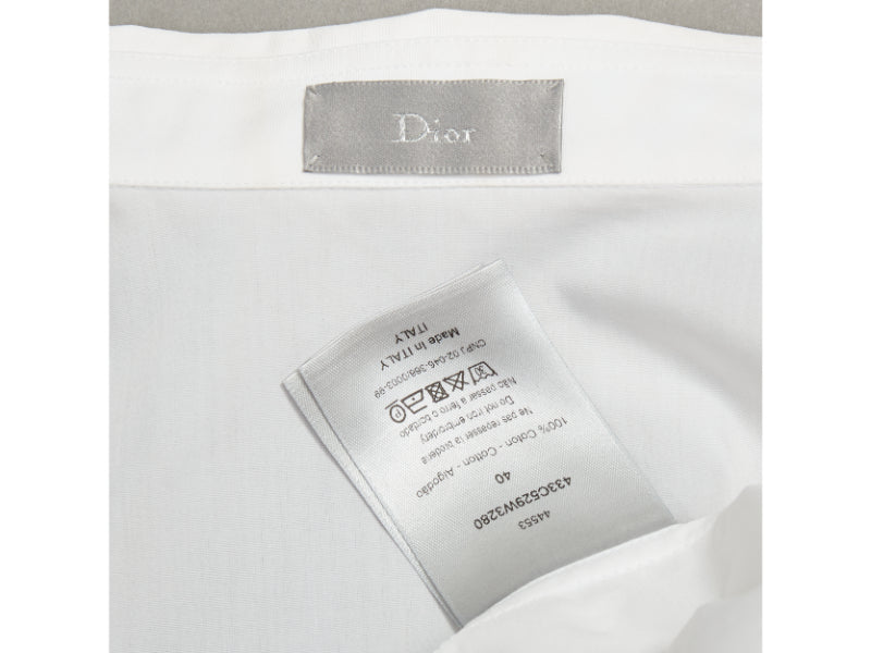 DIOR HOMME white cotton black beaded triple bee collar dress shirt EU40 L
