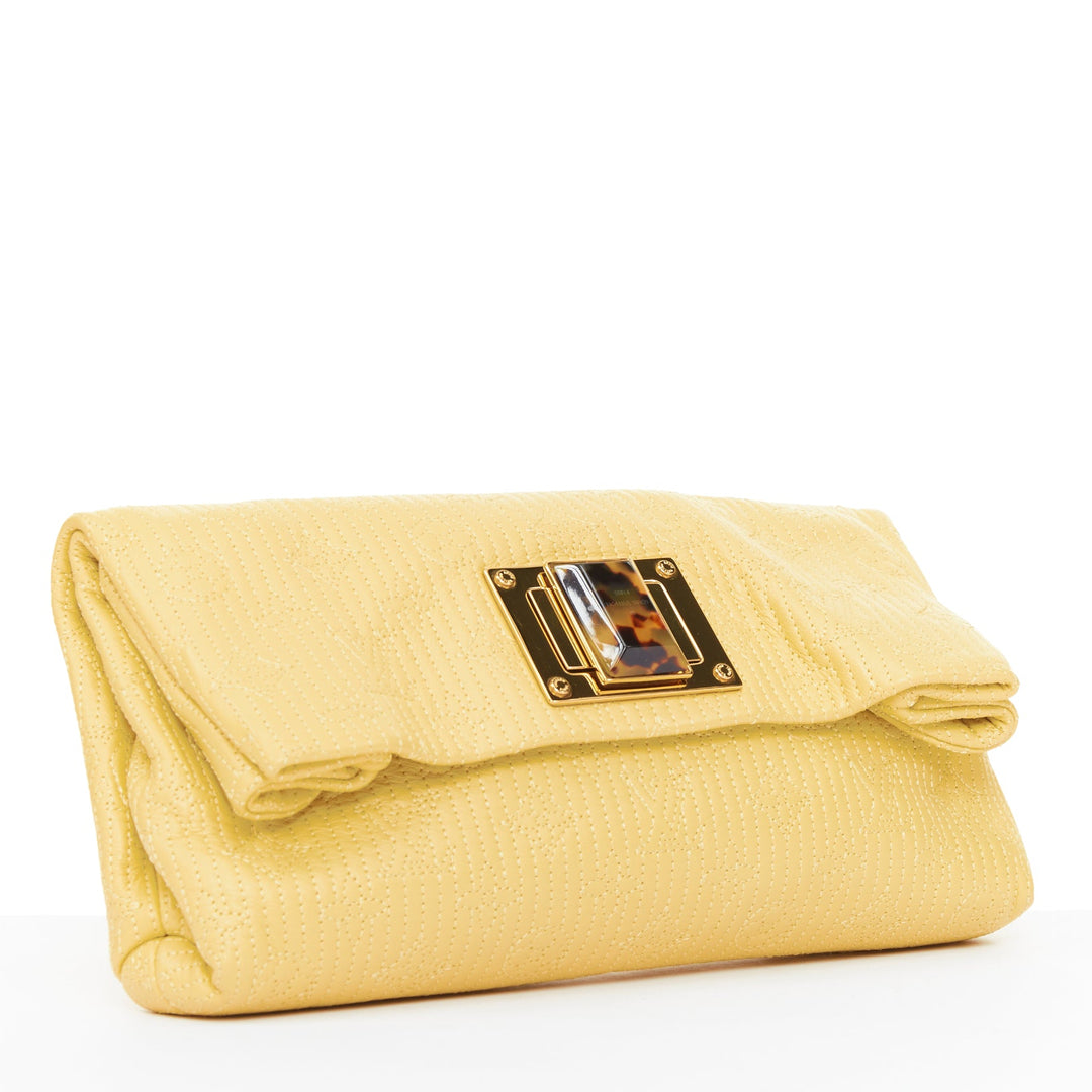 LOUIS VUITTON 2011 jaune Monogram Cuir Pochette Altair quilted leather clutch