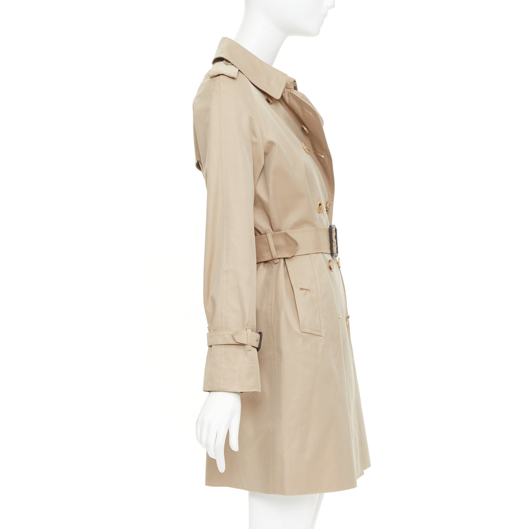 MACKINTOSH beige cotton horn buttons double breasted classic trench FR32 XXS