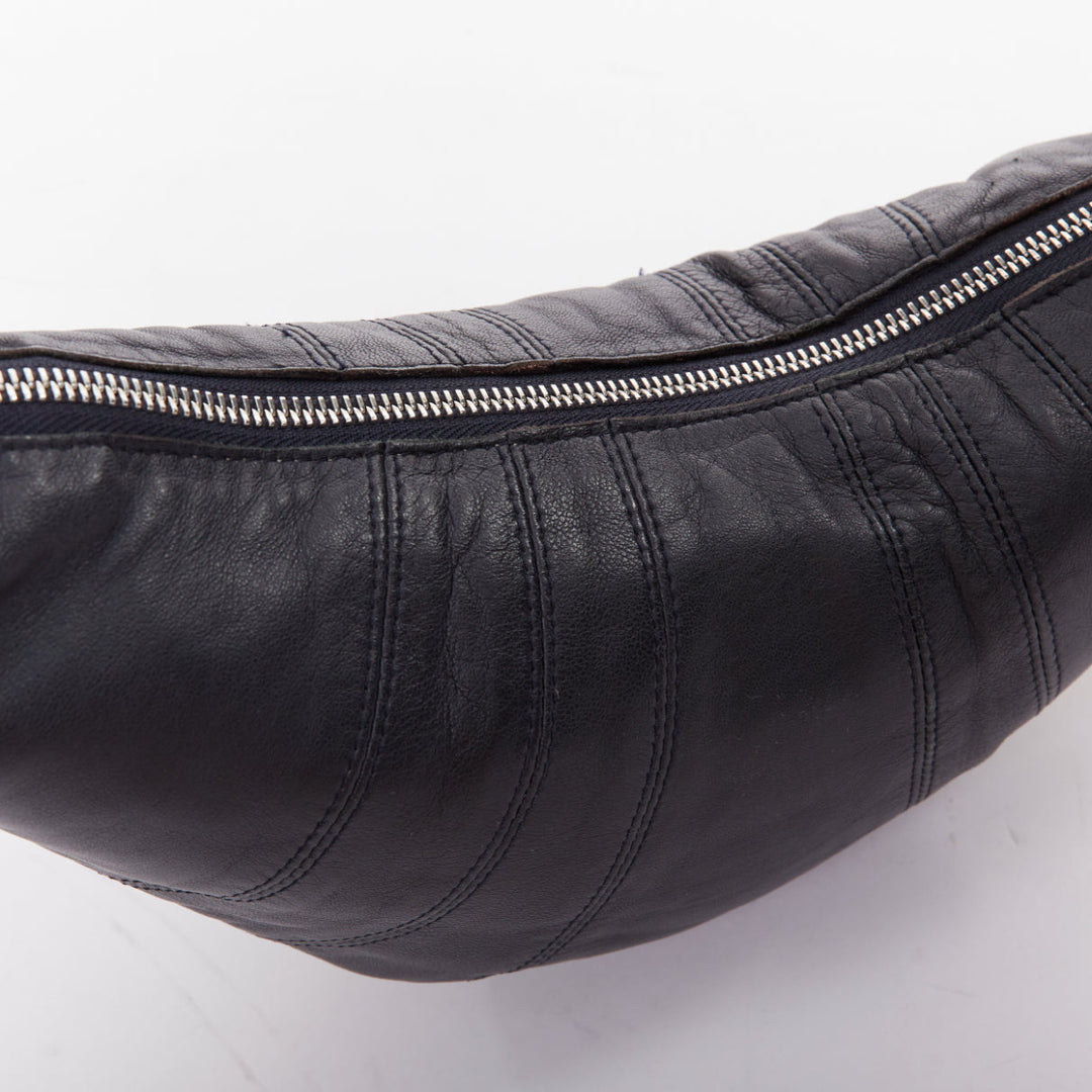 LEMAIRE Small Croissant black lambskin leather panelled half moon crossbody bag