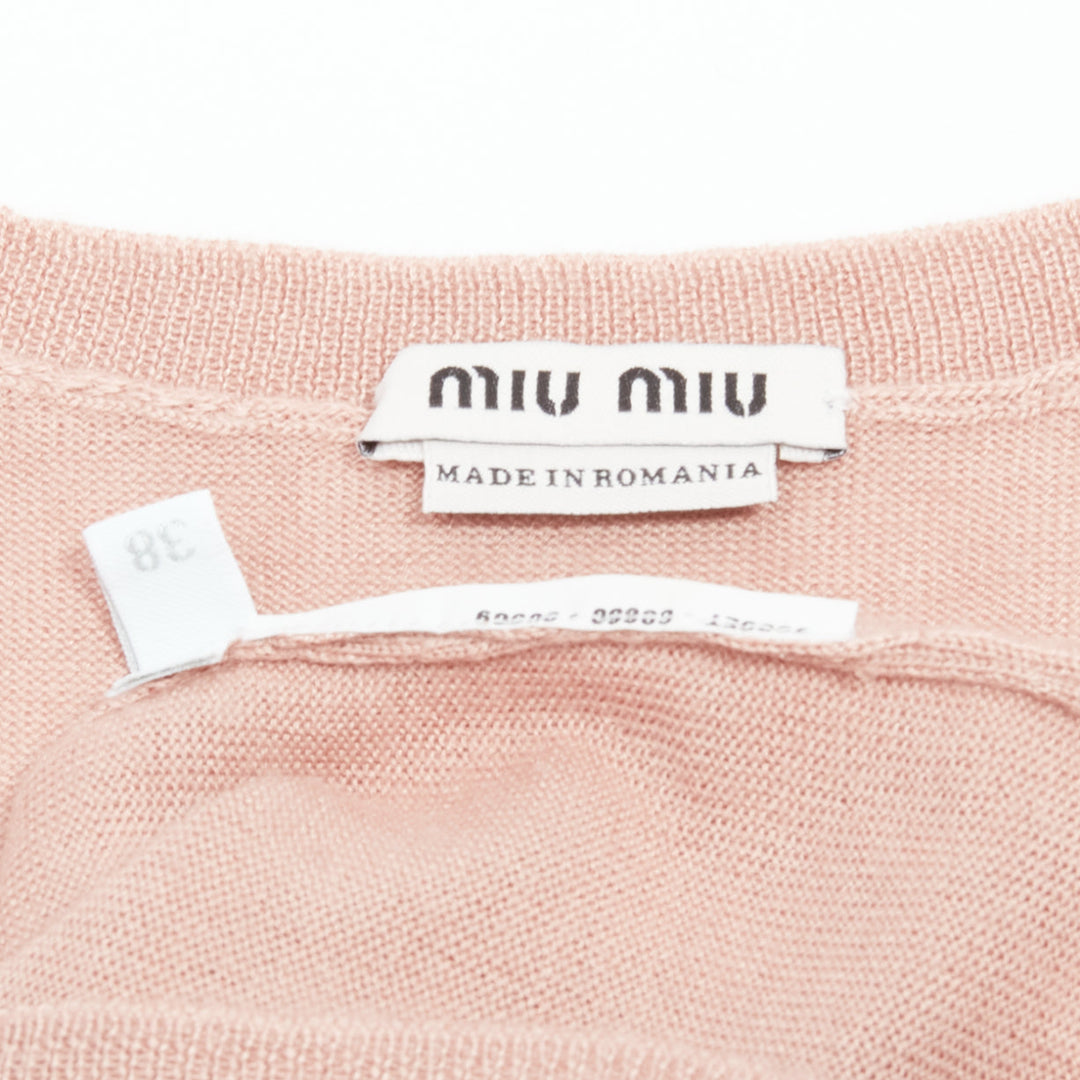 MIU MIU blush pink lux shine crew neck long sleeve knit sweater IT38 M